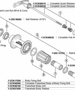 Shimano XTR Schnellspanner Hinterrad Fuer FHM 970/975, 168 Mm Achse