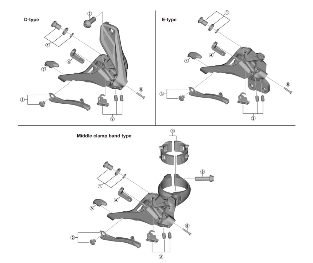 Shimano XTR FD-M9100 Umwerfer Ersatzteil | Gummi Pad A Nr 4 3 Shimano XTR FD-M9100 Umwerfer Ersatzteil | Gummi Pad A Nr 4
