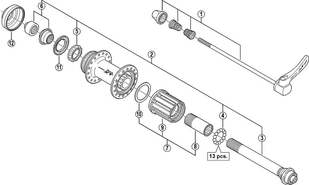 Shimano Deore XT FH-M775 Hinterradnabe Ersatzteil | Schnellspanner 168 Mm Schwarz Nr 1 4 Shimano Deore XT FH-M775 Hinterradnabe Ersatzteil | Schnellspanner 168 Mm Schwarz Nr 1 – Bild 2